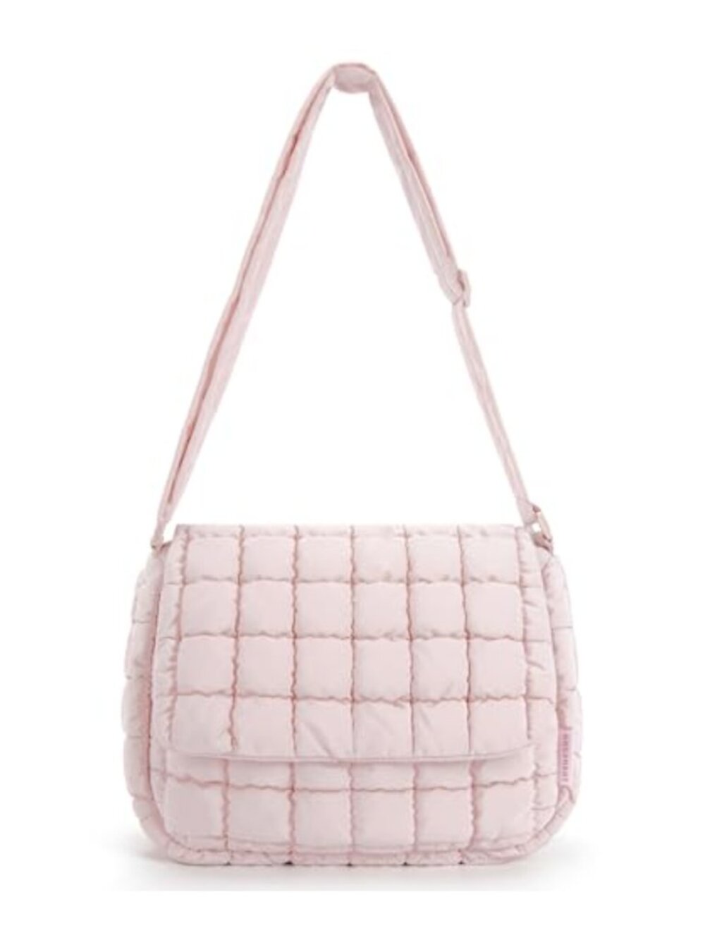 Quilted Puffer Crossbody Bag for Women, Polyester, Adjustable Strap